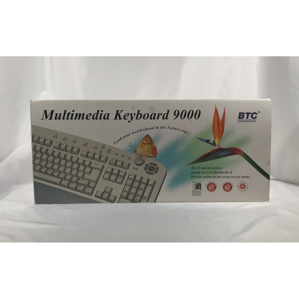 BTC Multimedia Keyboard 9000 Vintage PS/2 Wired Windows 98 95 NT 6000600011